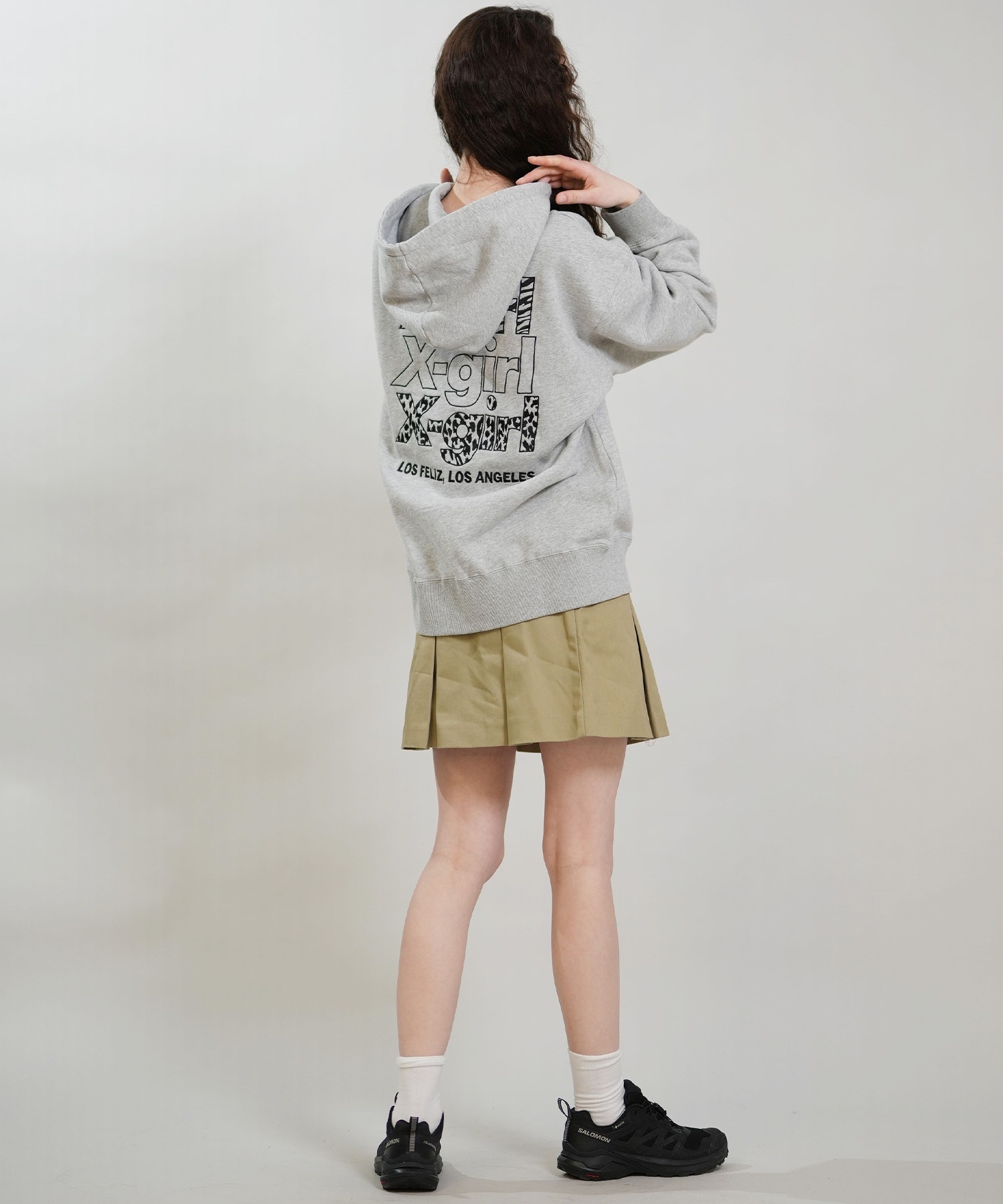 X-GIRL エックスガール ジップアップ パーカー レディース バックロゴ 裏毛 105254012027 ムラサキスポーツ限定(ASH-S)