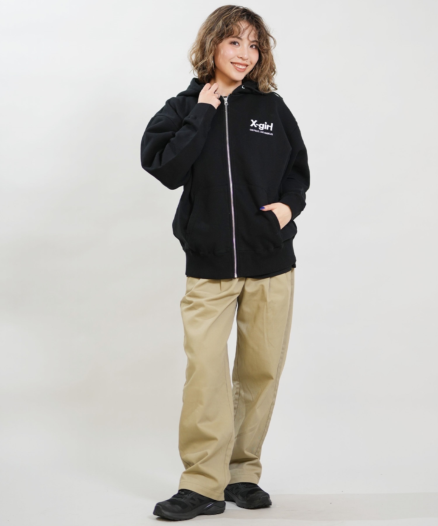 X-GIRL エックスガール ジップアップ パーカー レディース バックロゴ 裏毛 105254012027 ムラサキスポーツ限定(ASH-S)