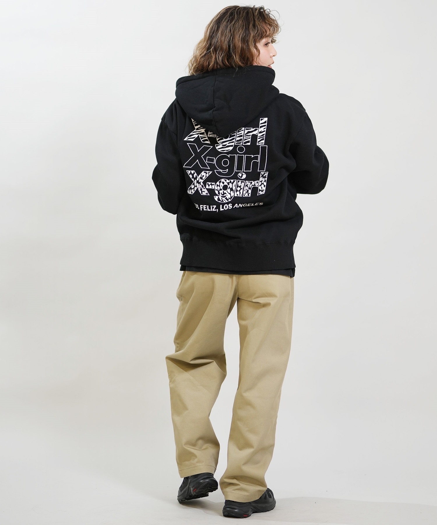 X-GIRL エックスガール ジップアップ パーカー レディース バックロゴ 裏毛 105254012027 ムラサキスポーツ限定(ASH-S)