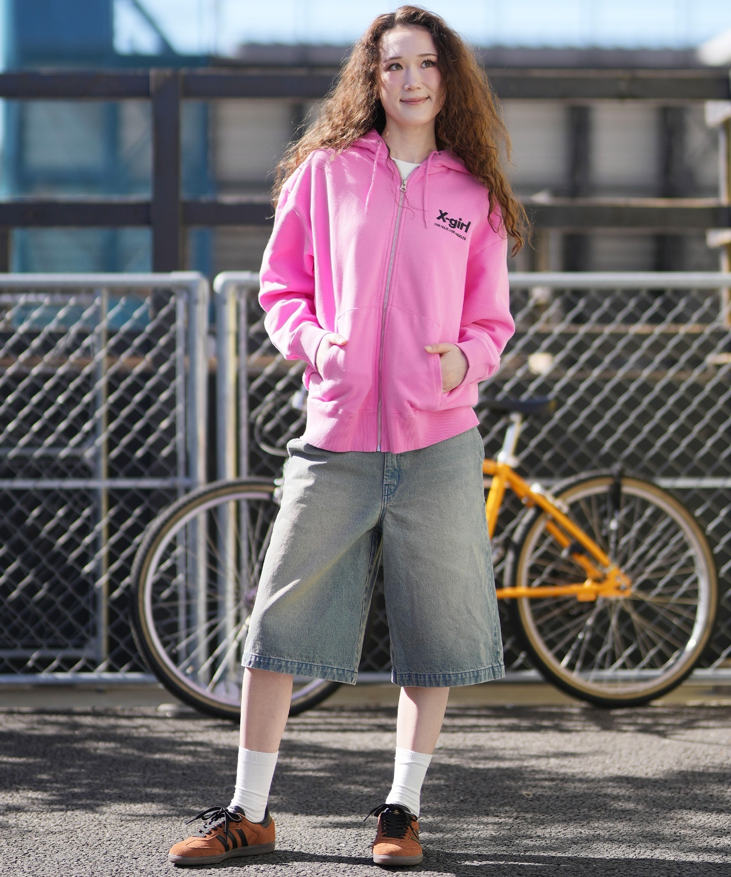 X-GIRL エックスガール ジップアップ パーカー レディース バックロゴ 裏毛 105254012027 ムラサキスポーツ限定(ASH-S)