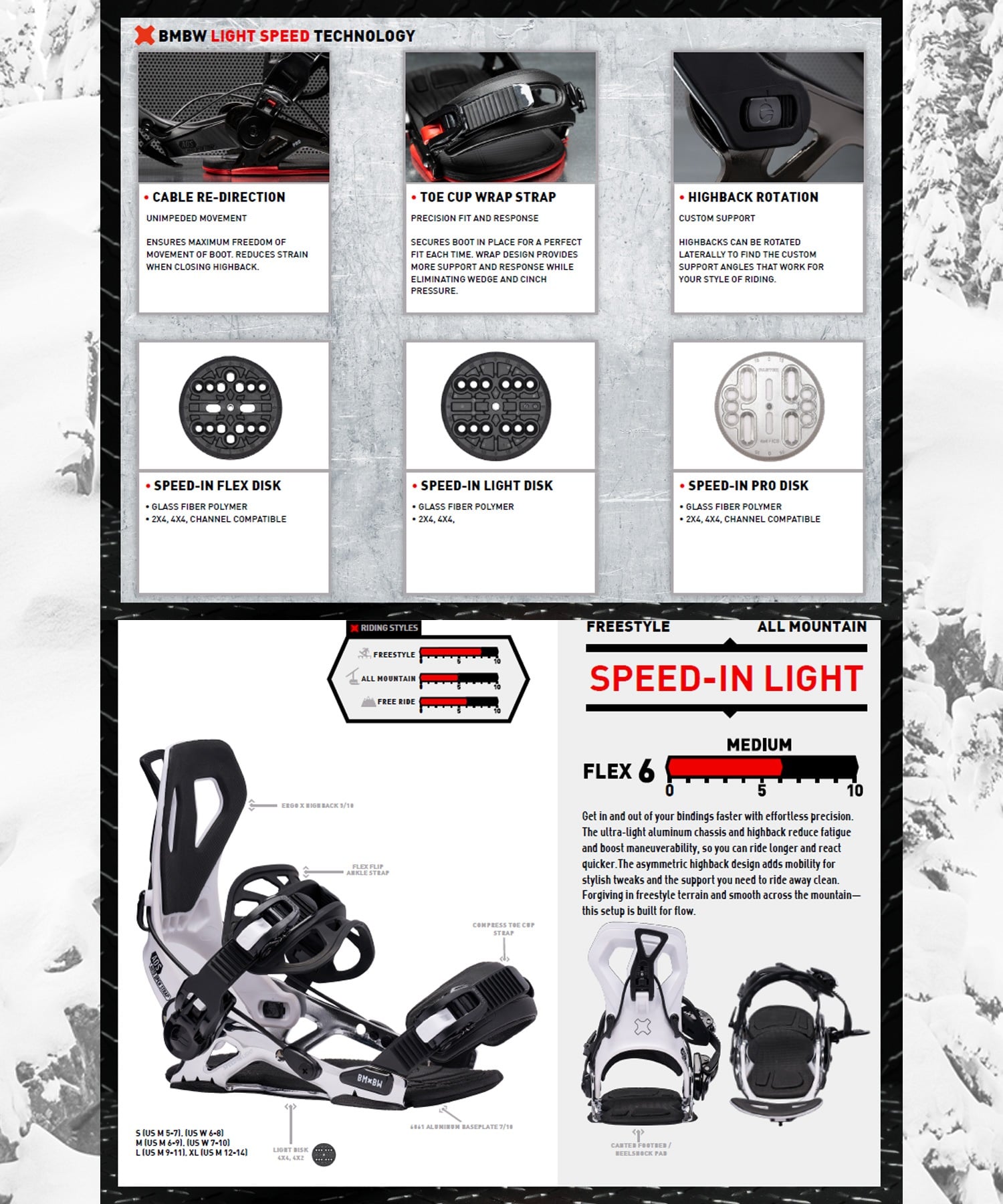 BENTMETAL ベントメタル スピードインライト SPEED-IN LIGHT スノーボード バインディング ビンディング リアエントリー ユニセックス 26-27 早期購入(WHITE-S)